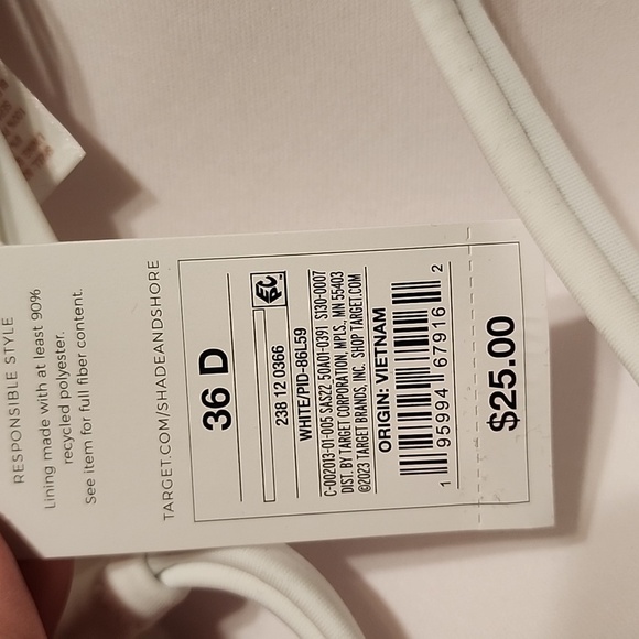 NWT Womens Shade & Shore Push Up Bikini Top. Size 36D. White - Picture 5 of 5